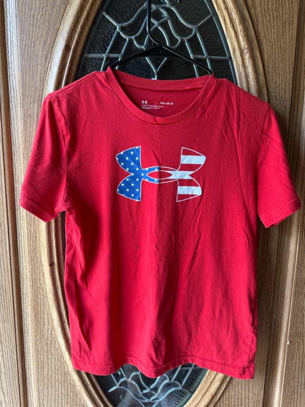 Under Armour Red Tee with American Flag Logo